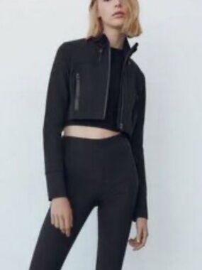 Zara Tech Crop Tech jacket in Black